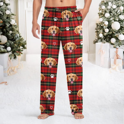 Custom Dog Cat Face Christmas Pattern Sweatpants, Cozy Holiday Gift for Family & Friends LM32 670107