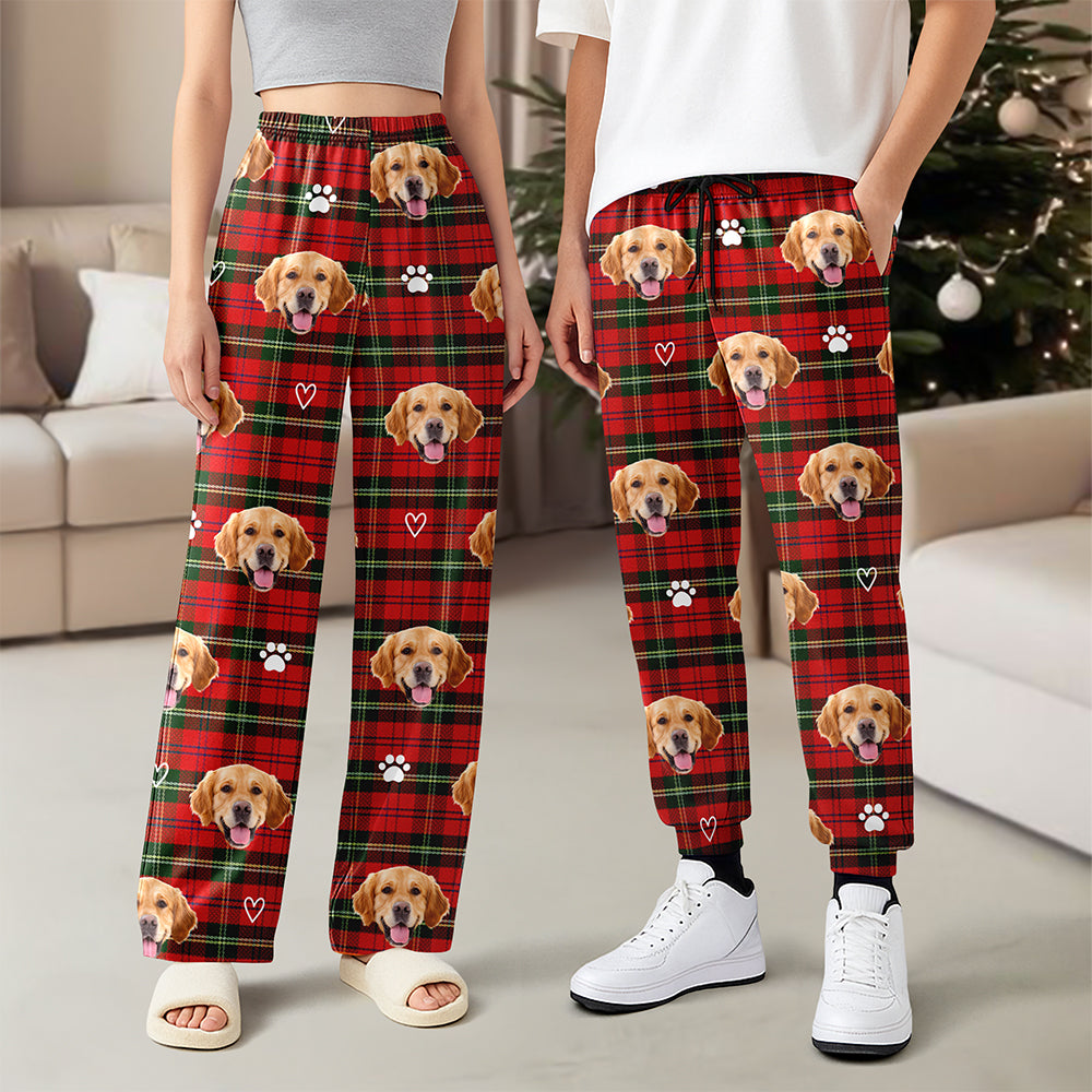 Custom Dog Cat Face Christmas Pattern Sweatpants, Cozy Holiday Gift for Family & Friends LM32 670107