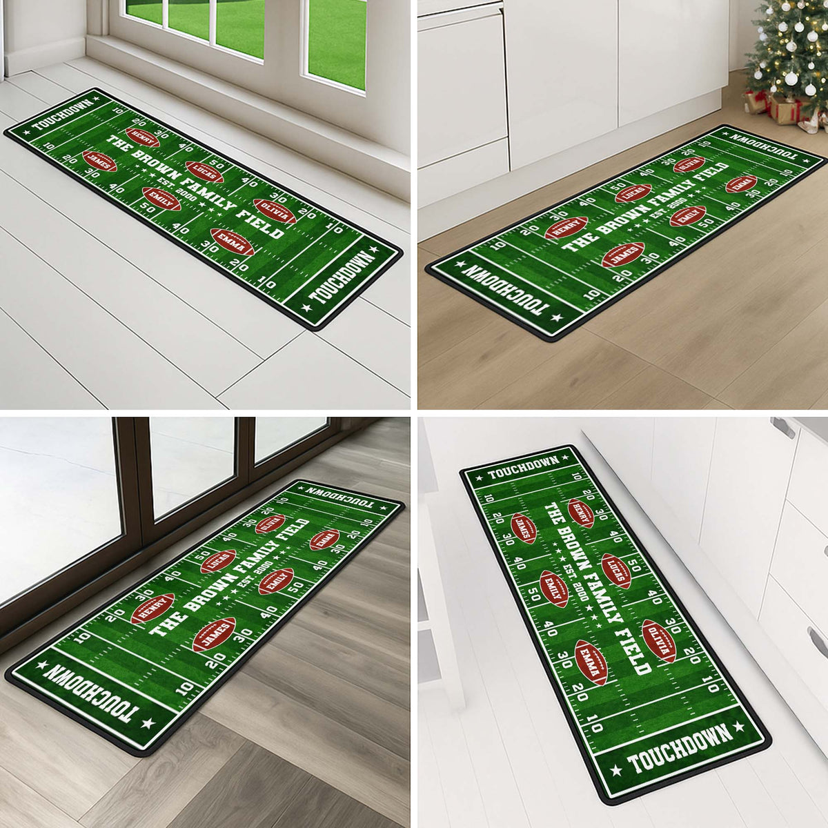 The Family Field Touchdown Personalized Runner Rug - Game Day Decor for Football Lovers