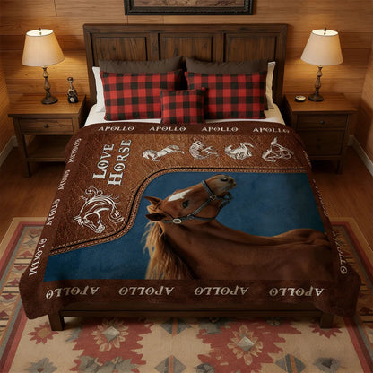Personalized Love Horse Equestrian Photo Custom Fleece Blanket