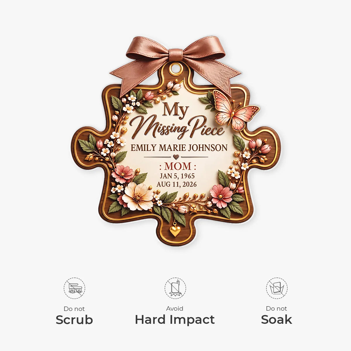 My Missing Piece Ornament Personalized In Loving Memory Keepsake - Memorial Remembrance Gift for Family