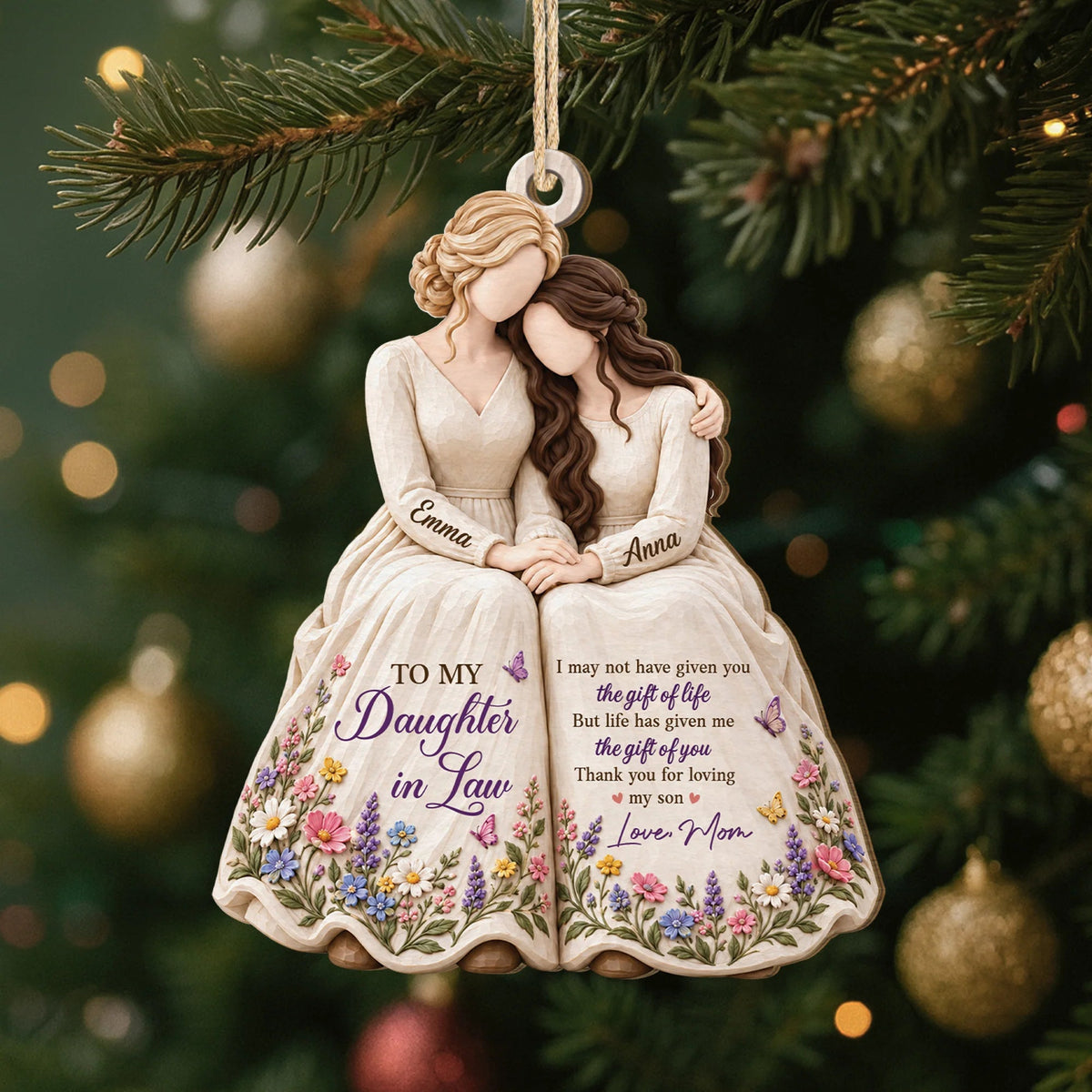 "Thank You For Loving My Son" Personalized Wooden Ornament - Custom Christmas Keepsake Gift for Daughter-in-Law