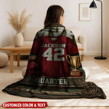 Personalized The MVP Football Jersey Custom Name Fleece Blanket