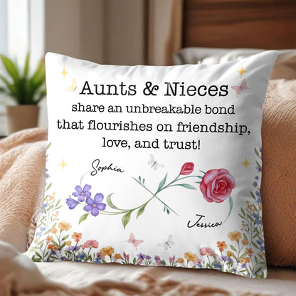 Personalized Aunts And Nieces Unbreakable Bond Throw Accent Pillow