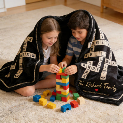 Personalized Crossword Scrabble Tile Family Names Fleece Blanket