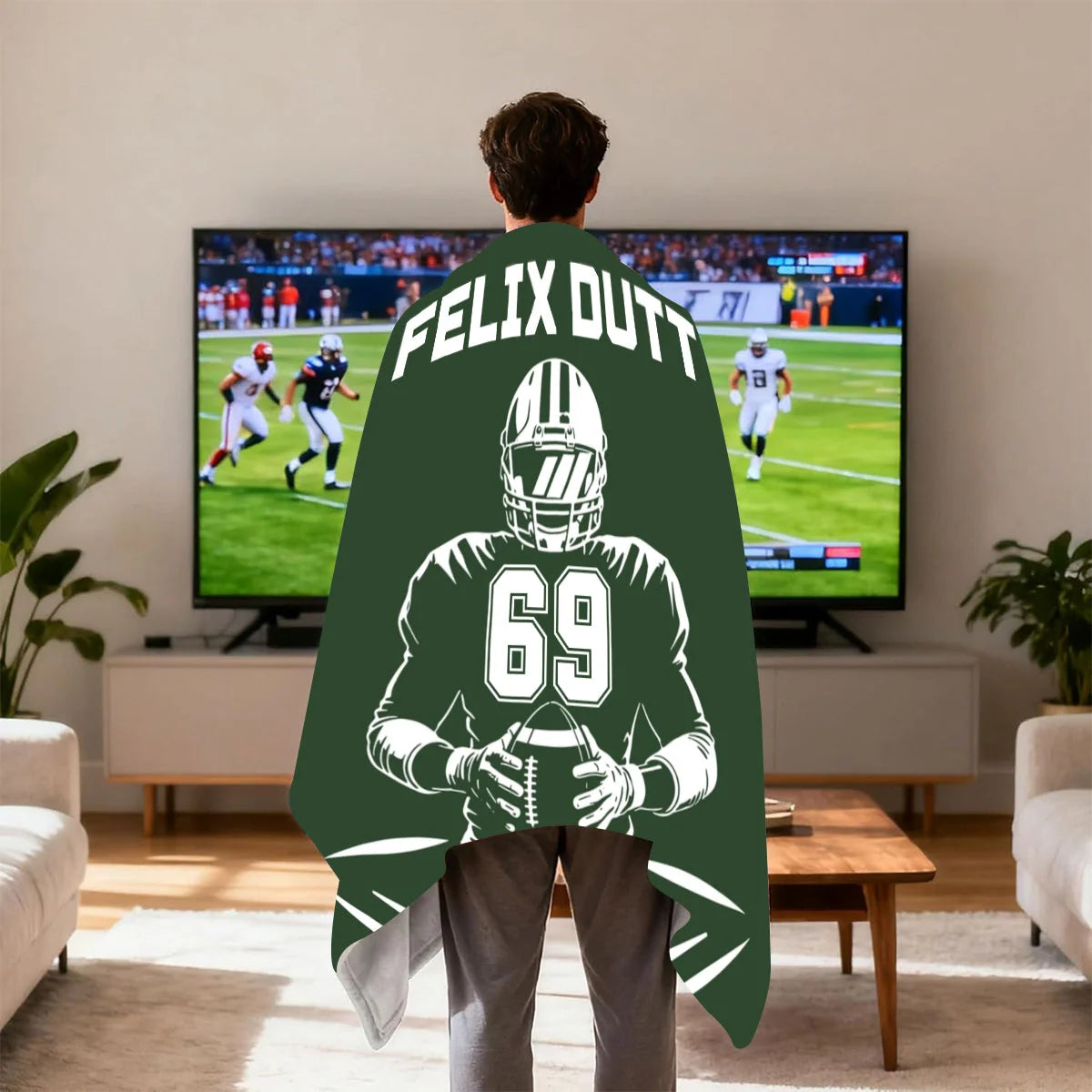 Personalized Football Player Name Number Custom Jersey Throw Blanket