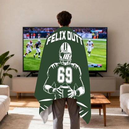Personalized Football Player Name Number Custom Jersey Throw Blanket