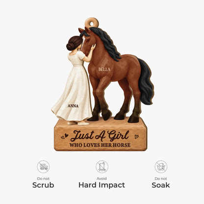 Just A Girl Who Loves Her Horse Wooden Ornament - Personalized Equestrian Keepsake