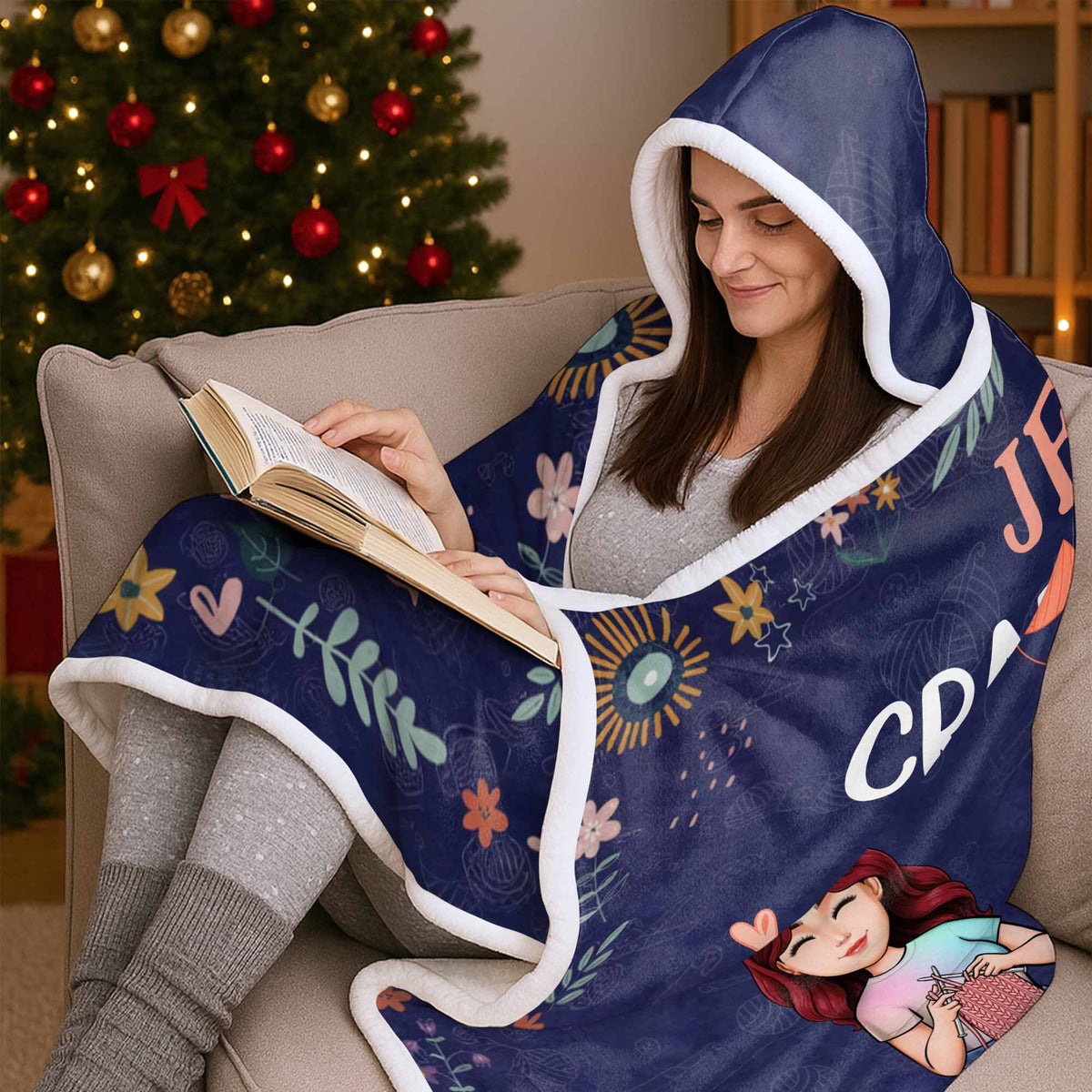 Personalized Just A Girl Who Loves Knitting Custom Hooded Blanket