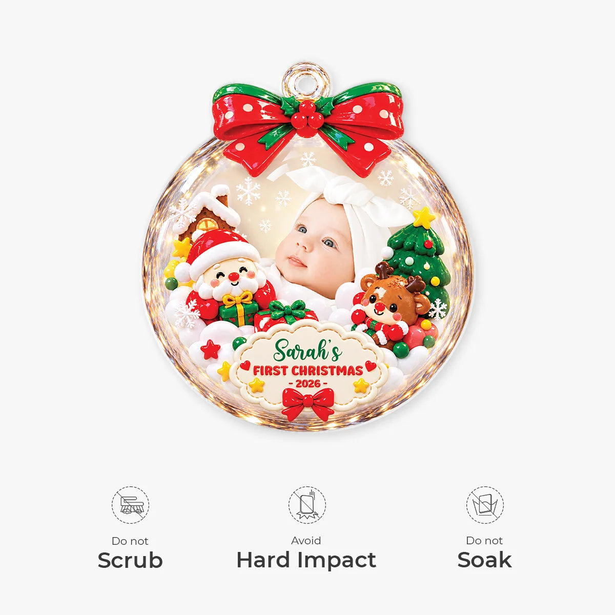 Baby's First Christmas Personalized Photo Acrylic Ornament - Holiday Keepsake Gift for Newborn