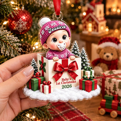 Personalized Baby First Christmas Gift Box Ornament