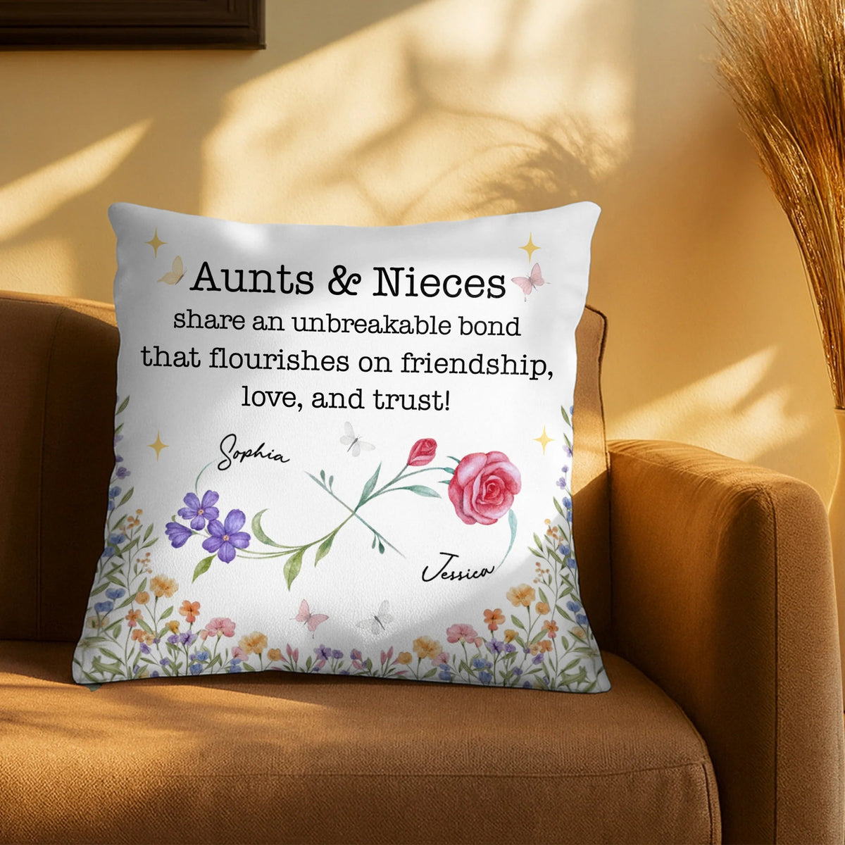 Personalized Aunts And Nieces Unbreakable Bond Throw Accent Pillow