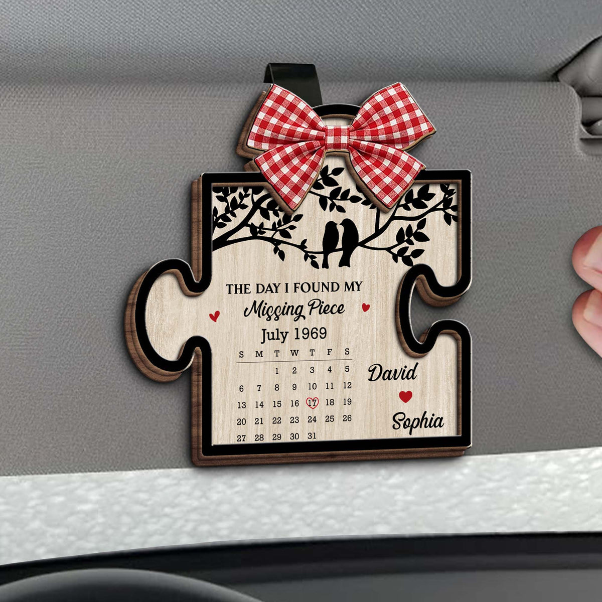 Personalized Found My Missing Piece Puzzle Couple Car Visor Clip