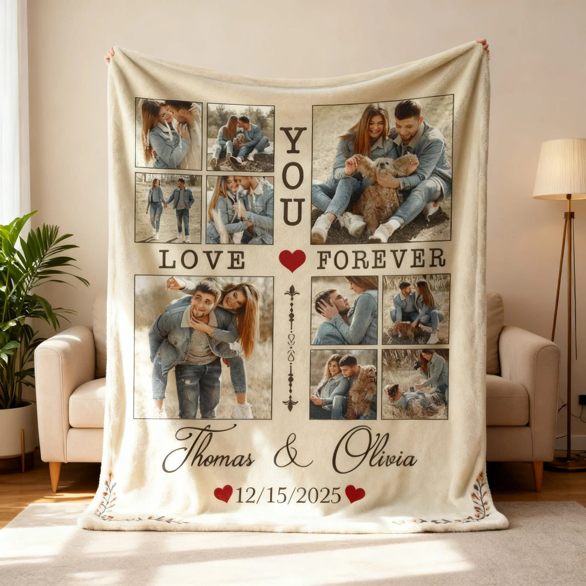Personalized Love You Forever Photo Collage Custom Fleece Blanket