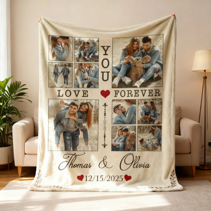 Personalized Love You Forever Photo Collage Custom Fleece Blanket