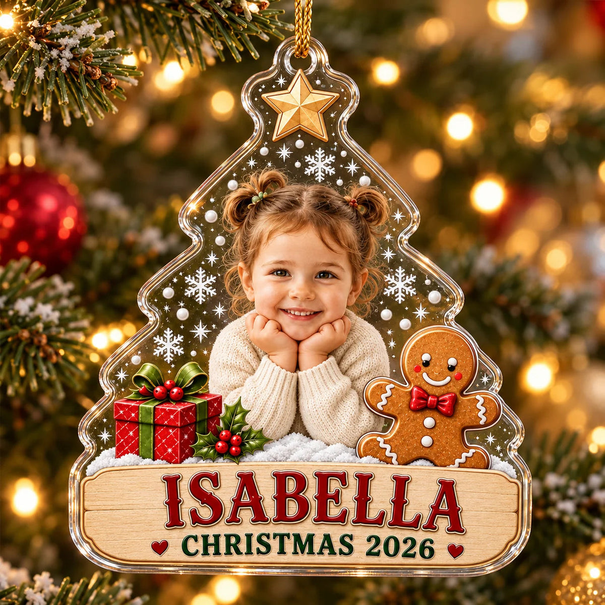 Custom Photo Christmas Keepsake - Personalized Baby Acrylic Ornament for Granddaughter