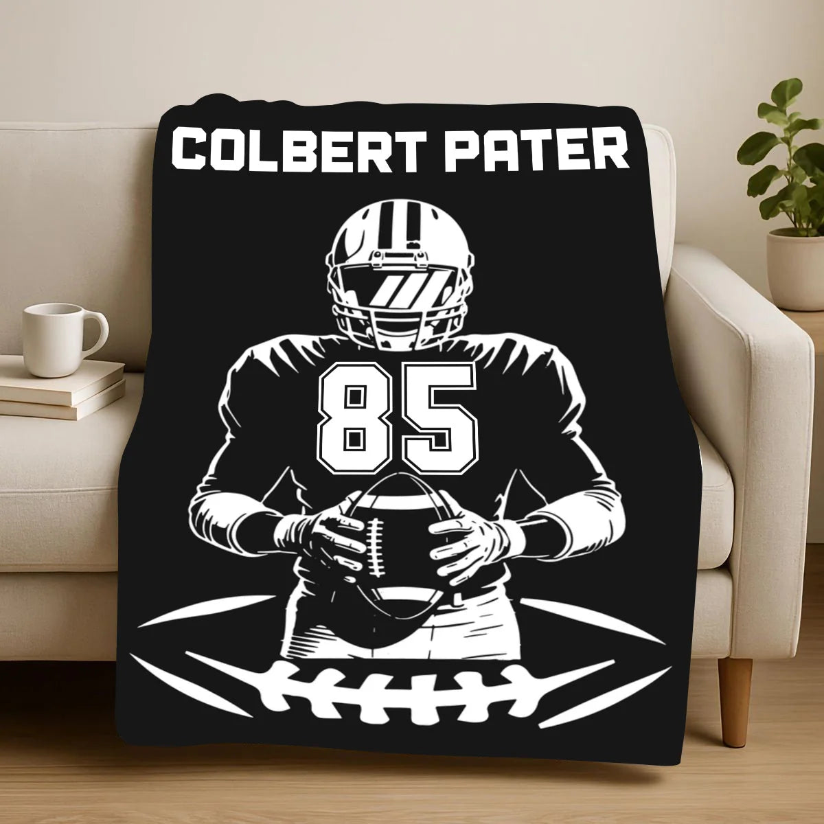 Personalized Football Player Name Number Custom Jersey Throw Blanket