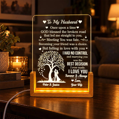 Personalized Marrying You Best Decision Couple Acrylic Night Light