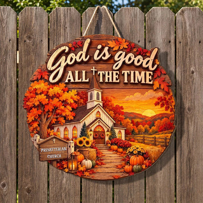 God Is Good All The Time Personalized Wood Sign - Custom Christian Home Decor for Pastor