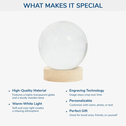 Family Tree Crossword Personalized Crystal Ball Lamp - Custom Gift for Family