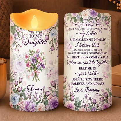 Personalized Keep Me In Your Heart Birth Flower Flameless LED Candle