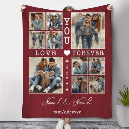 Personalized Love You Forever Photo Collage Custom Fleece Blanket
