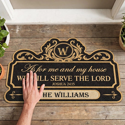 "As for Me and My House We Will Serve the Lord" Personalized Doormat - Christian Housewarming Gift for Family