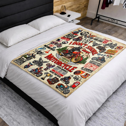 "I Don't Snore I Dream I'm A Motorcycle" Personalized Blanket - Custom Rider Gift for Biker Husband, Dad