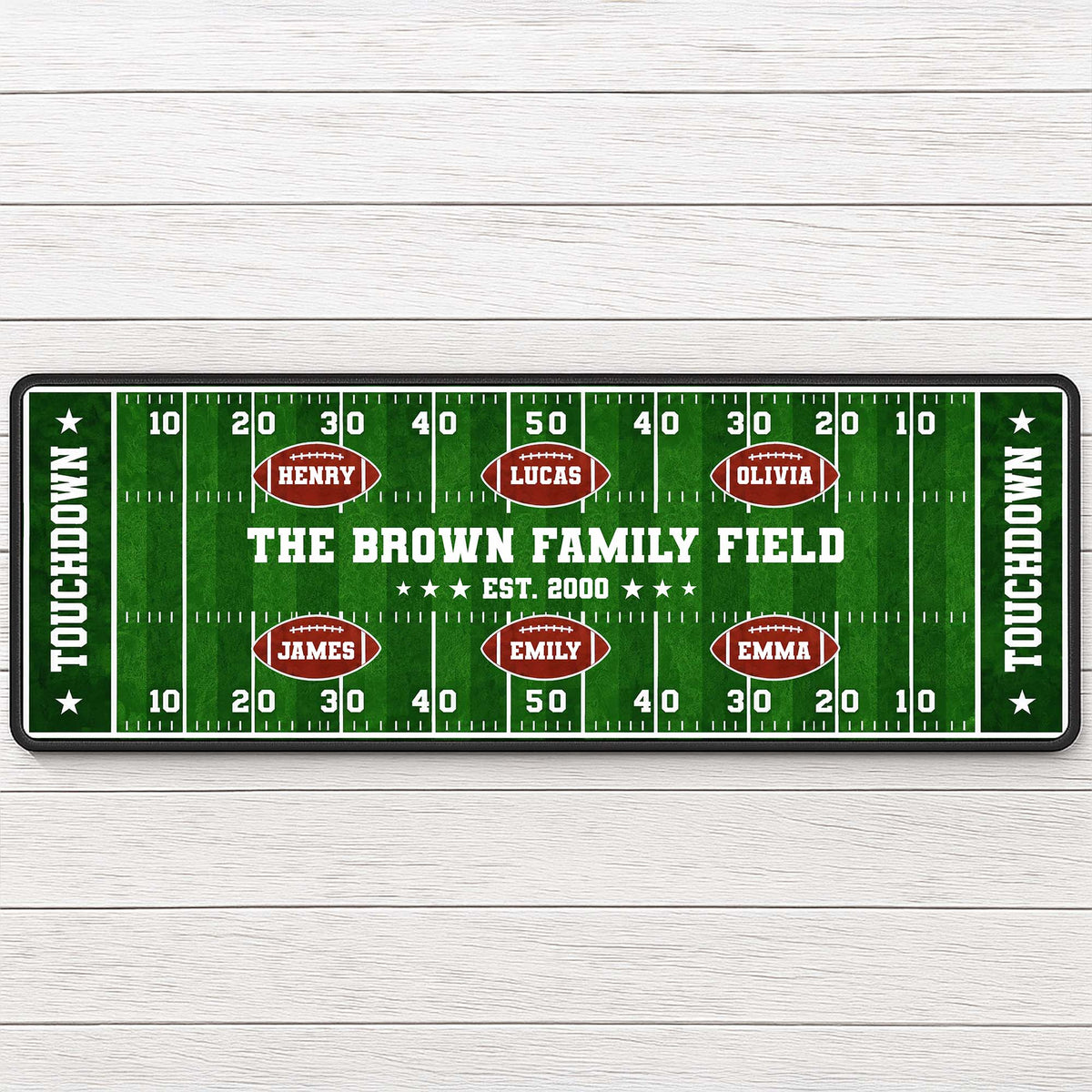 The Family Field Touchdown Personalized Runner Rug - Game Day Decor for Football Lovers