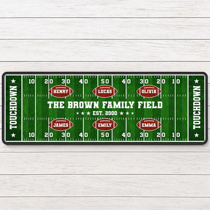 The Family Field Touchdown Personalized Runner Rug - Game Day Decor for Football Lovers