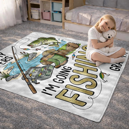 Pack My Diapers I'm Going Fishing With Grandpa - Personalized Blanket Gift for Baby