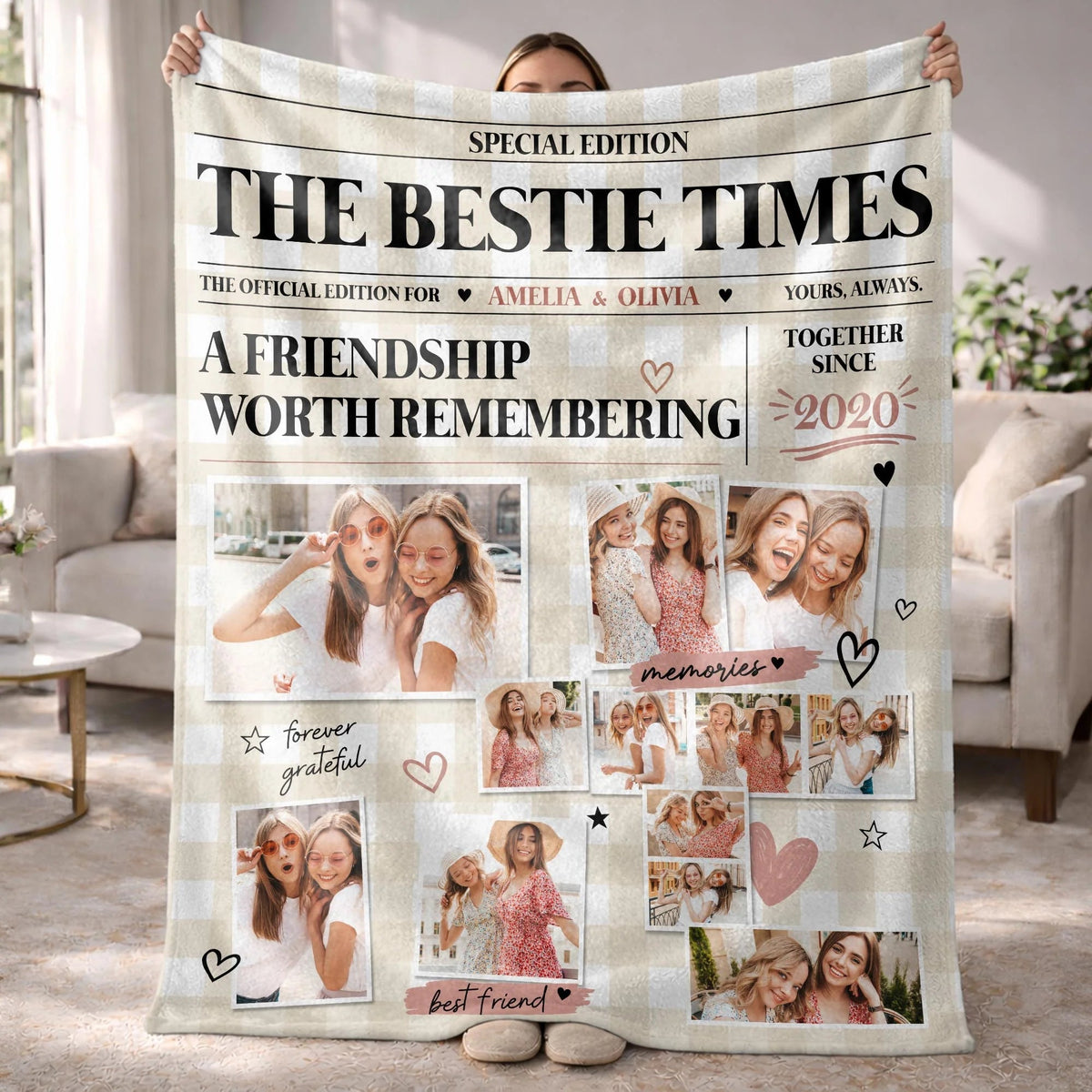 Personalized Bestie Times A Friendship Worth Remembering Photo Blanket