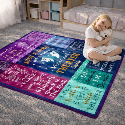 Just A Girl Who Loves Music And Theater Personalized Blanket - Drama Club Birthday Gift for Daughter