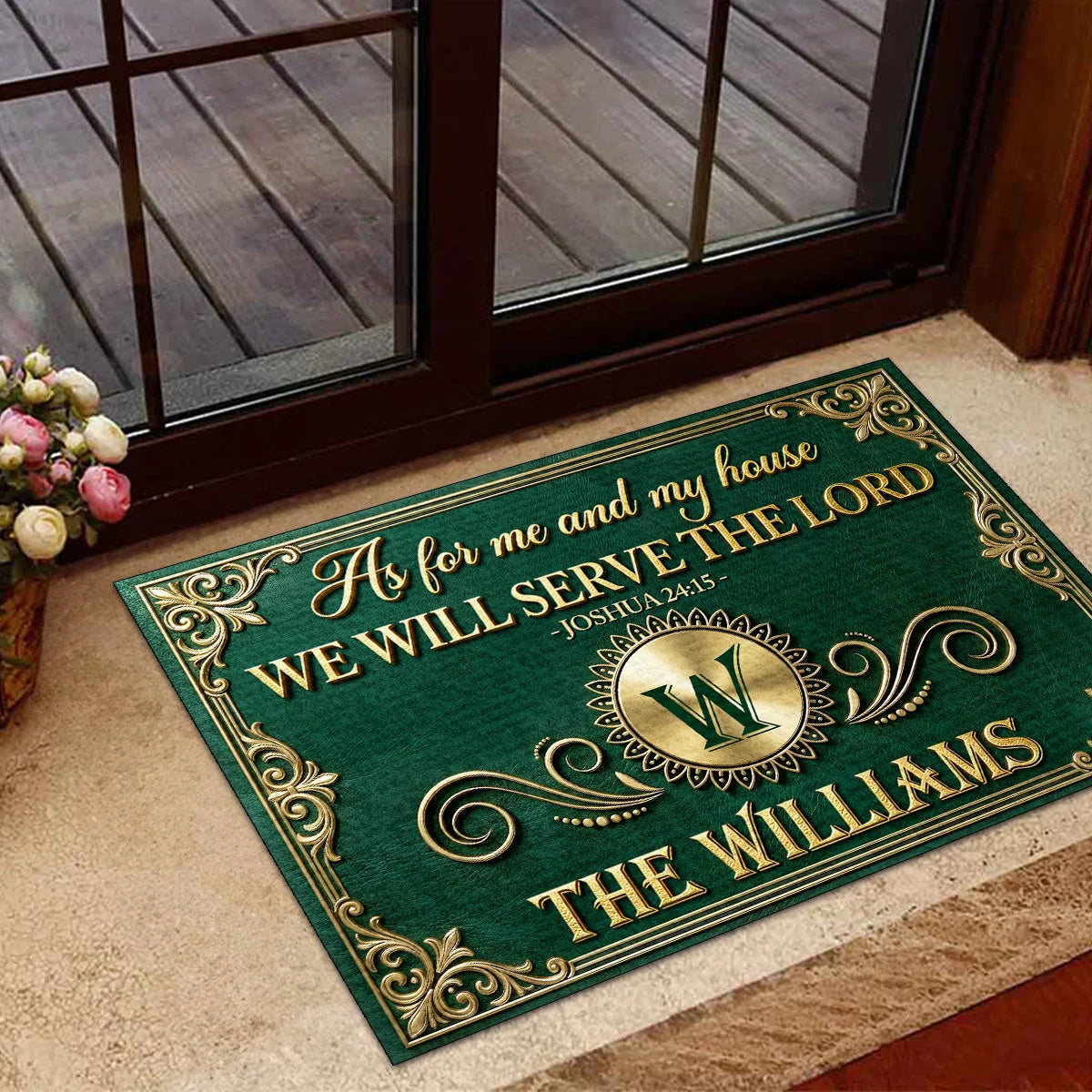 "As For Me And My House We Will Serve The Lord" Personalized Doormat - Housewarming Gift for Family