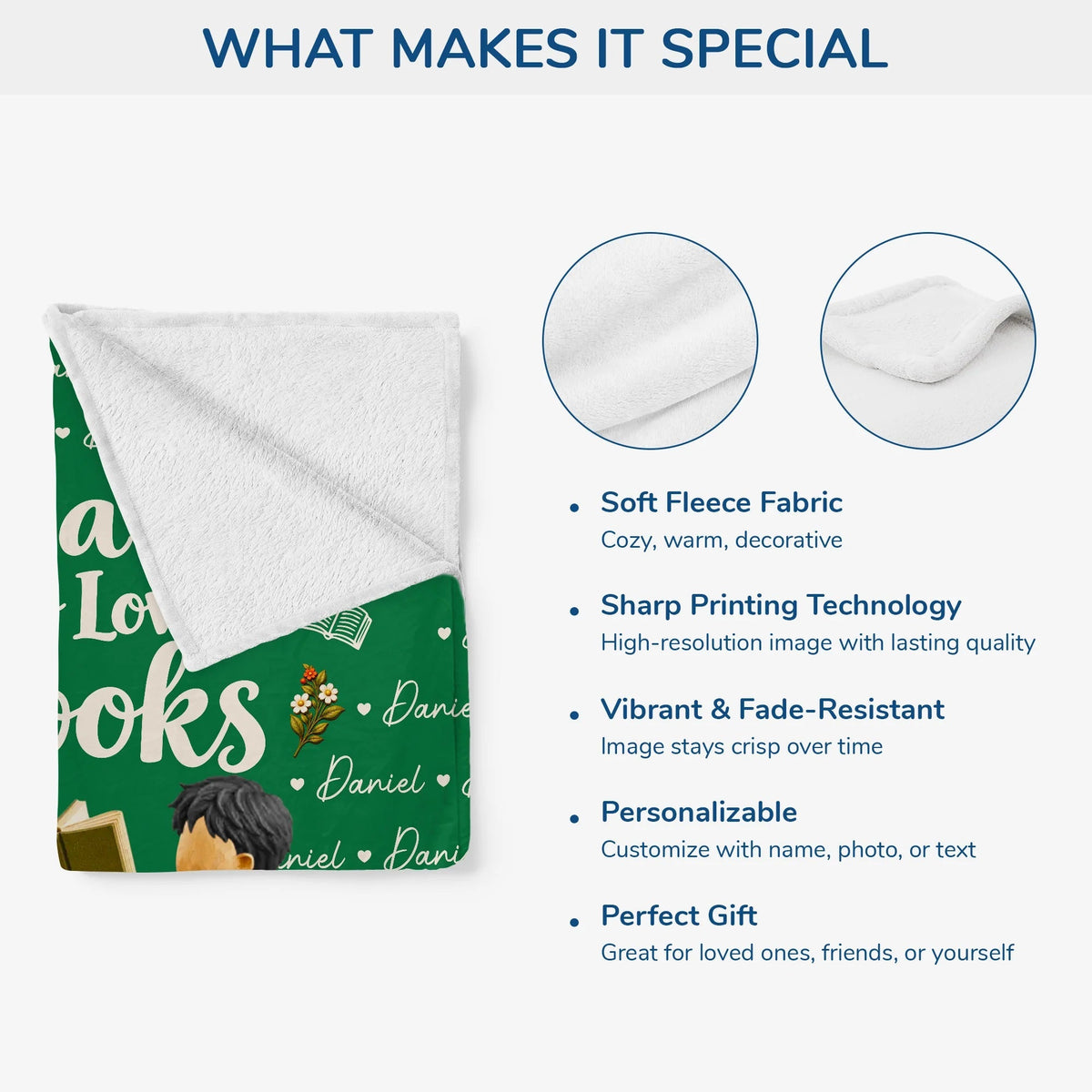 Personalized Just A Man Who Loves Books Custom Soft Fleece Blanket