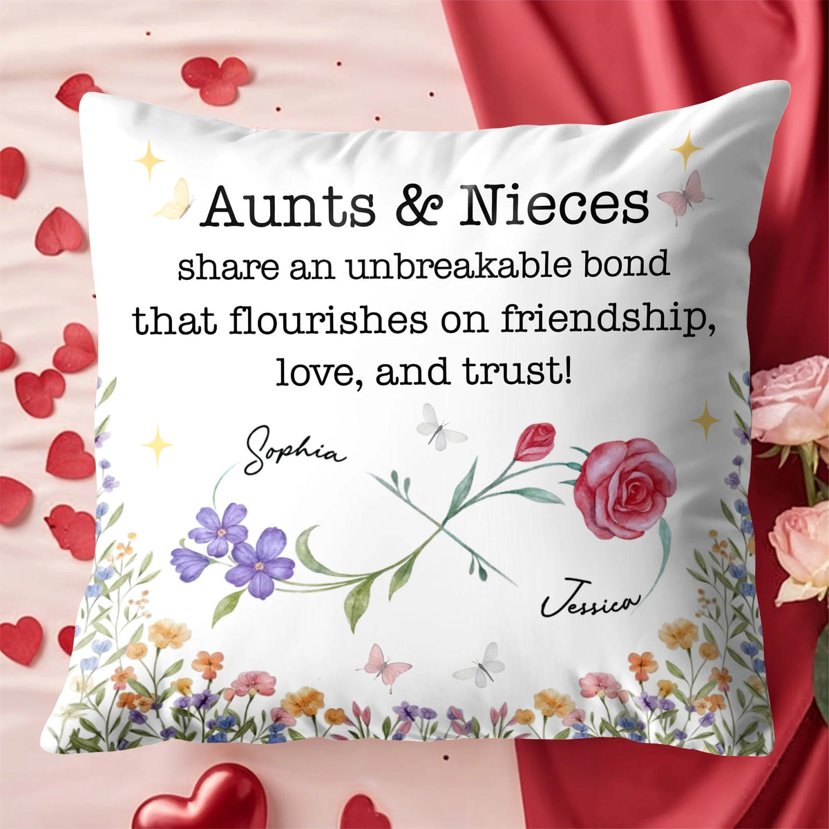 Personalized Aunts And Nieces Unbreakable Bond Throw Accent Pillow