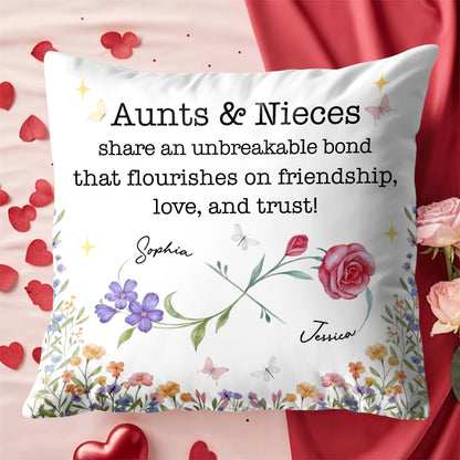 Personalized Aunts And Nieces Unbreakable Bond Throw Accent Pillow