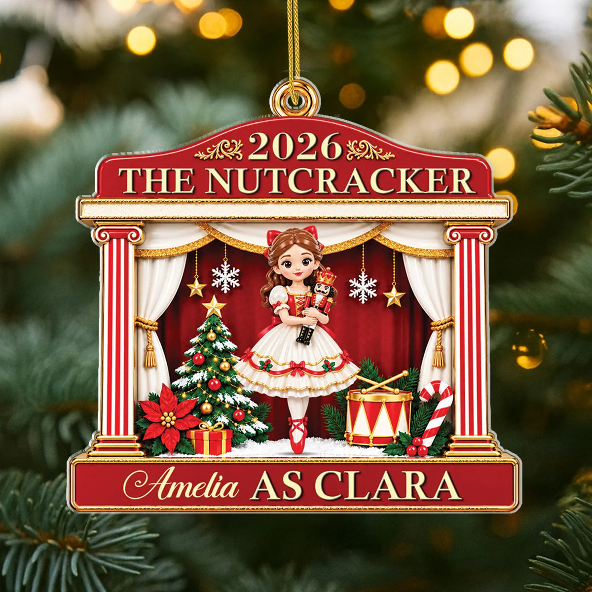 The Nutcracker Custom Name Acrylic Ornament - Personalized Christmas Keepsake Gift for Kids