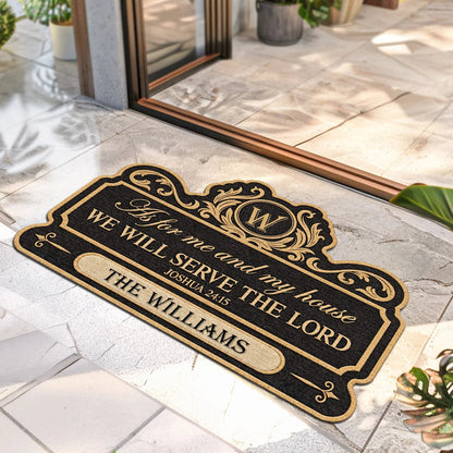 "As for Me and My House We Will Serve the Lord" Personalized Doormat - Christian Housewarming Gift for Family