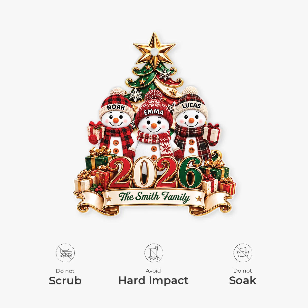 Personalized Snowman Family 2026 Christmas Acrylic Ornament