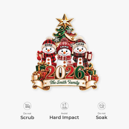 Personalized Snowman Family 2026 Christmas Acrylic Ornament