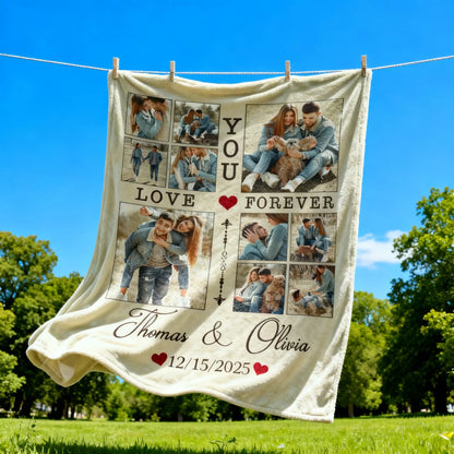 Personalized Love You Forever Photo Collage Custom Fleece Blanket