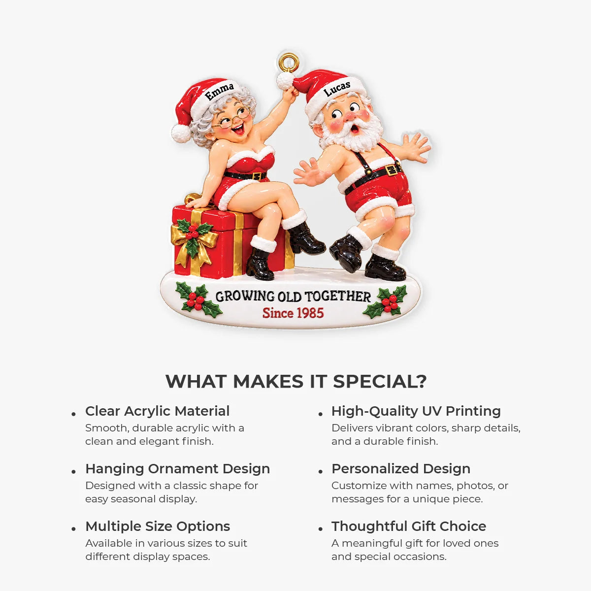 Growing Old Together Personalized Acrylic Ornament for Couples - Custom Funny Christmas Keepsake Gift