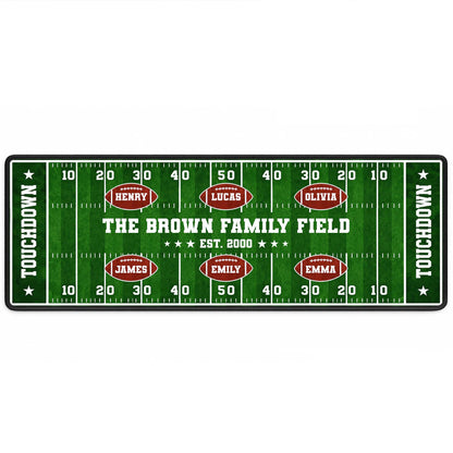 The Family Field Touchdown Personalized Runner Rug - Game Day Decor for Football Lovers