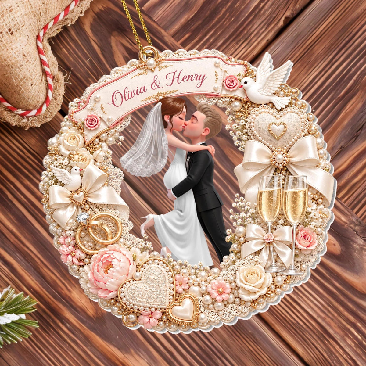 Personalized First Christmas As Husband And Wife Acrylic Ornament