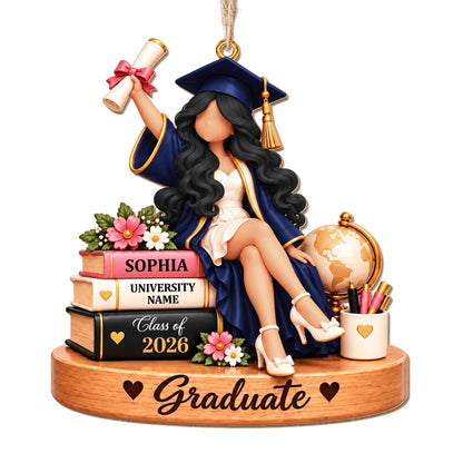 Graduate Keepsake Personalized Wooden Ornament - Senior Class Gift for Daughter