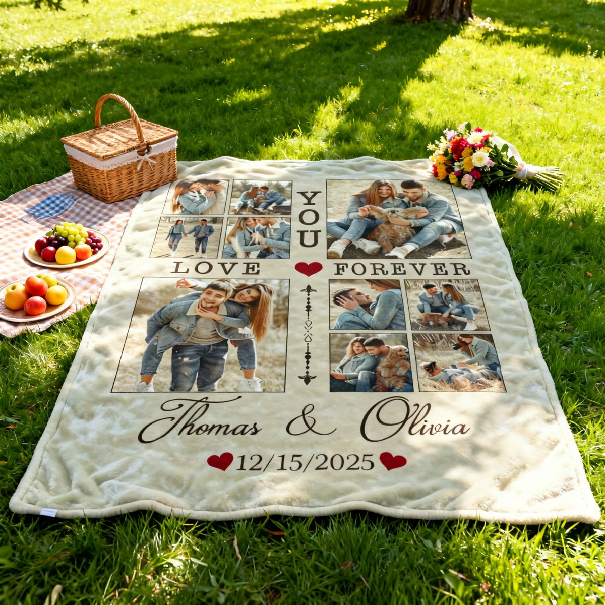 Personalized Love You Forever Photo Collage Custom Fleece Blanket