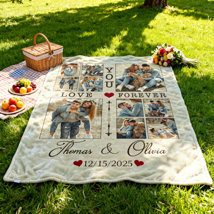 Personalized Love You Forever Photo Collage Custom Fleece Blanket