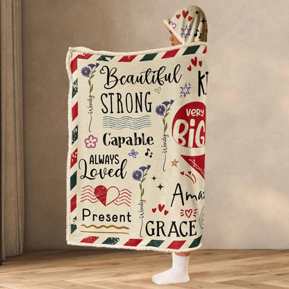 A Big Hug for You Personalized Wearable Hooded Blanket for Her - Custom Birth Flower Birthday Keepsake Gift