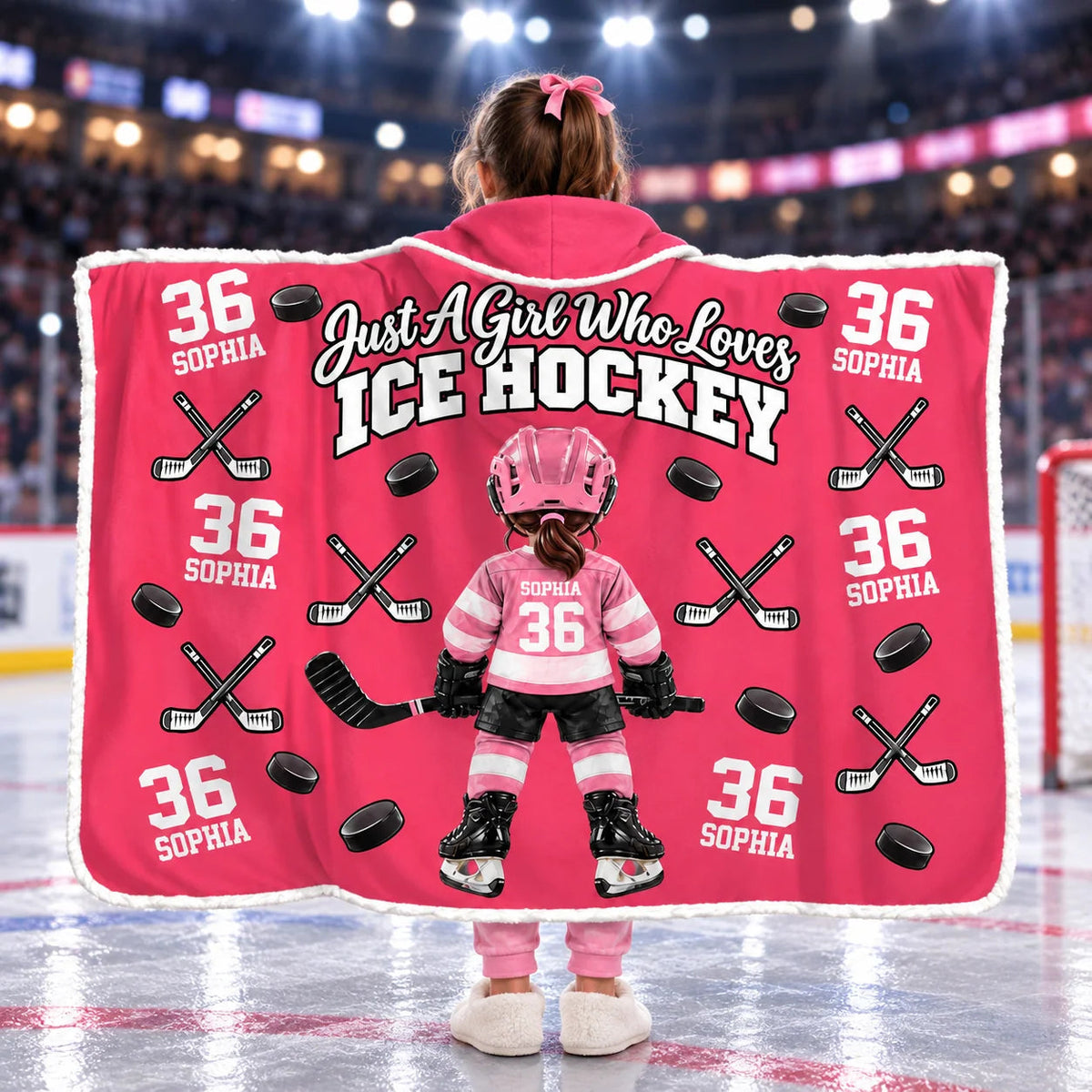 Personalized Just A Girl Who Loves Ice Hockey Blanket